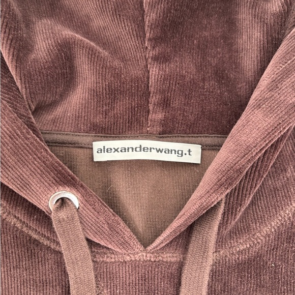 Alexander Wang Stretched Corduroy Elastic waist Logo Cropped Hoodie size small - Picture 8 of 13